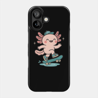 Kawaii Axolotl Skateboard Cute Skater Salamander Funny Animal Lover Phone Case