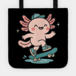 Kawaii Axolotl Skateboard Cute Skater Salamander Funny Animal Lover Tote