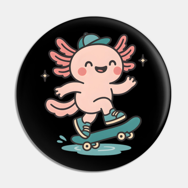 Kawaii Axolotl Skateboard Cute Skater Salamander Funny Animal Lover Pin by ArtistTee ⭐⭐⭐⭐⭐