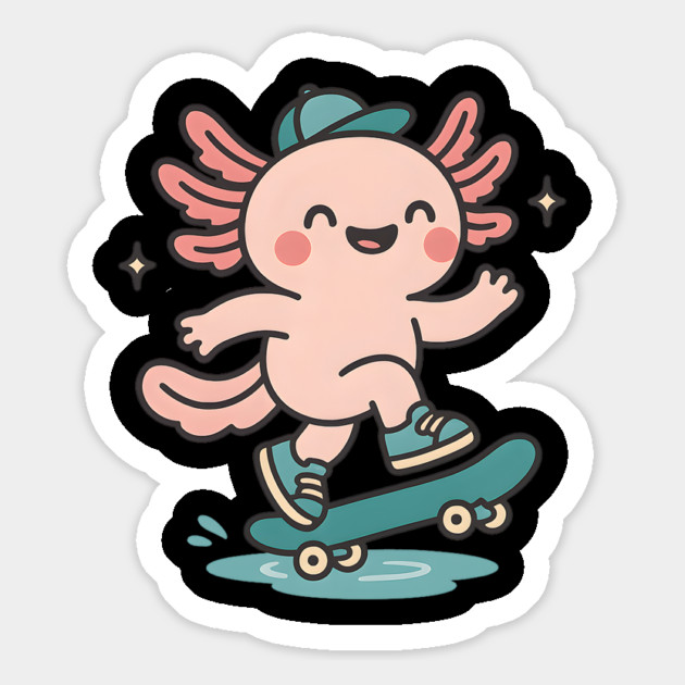 Kawaii Axolotl Skateboard Cute Skater Salamander Funny Animal Lover Magnet by ArtistTee ⭐⭐⭐⭐⭐