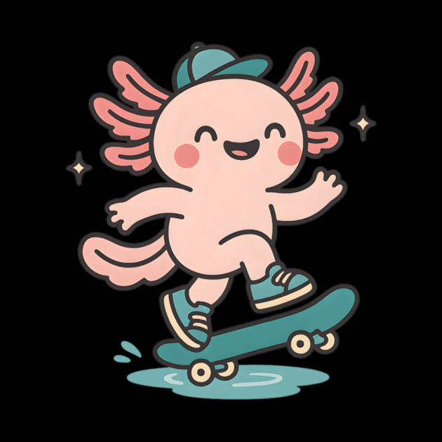 Kawaii Axolotl Skateboard Cute Skater Salamander Funny Animal Lover by ArtistTee ⭐⭐⭐⭐⭐