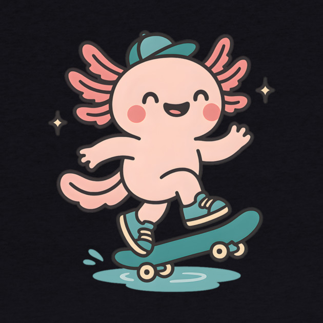 Kawaii Axolotl Skateboard Cute Skater Salamander Funny Animal Lover by ArtistTee ⭐⭐⭐⭐⭐