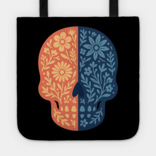 Folk Floral Skull Boho Botanical Day-of-the-Dead Inspired Calavera Art Tote