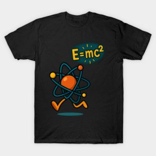 EMC2 Running Atom Funny Science Cartoon Design T-Shirt