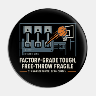 Detroit Factory Hoops — Piston Line Free-Throw Fragile Pin
