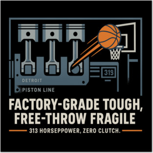 Detroit Factory Hoops — Piston Line Free-Throw Fragile Posters and Art