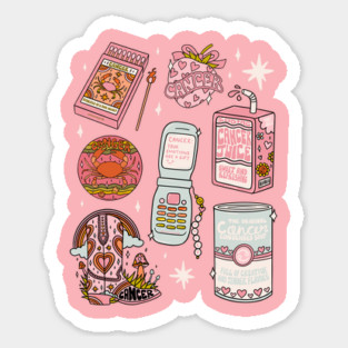 Cancer Zodiac Tattoo Flash Sheet Sticker