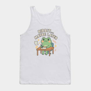 Ribbit Maybe Later Shirt | Cute Procrastination Frog Tee by Leaf & Lee – Softcore Humor for Overthinkers & Cozy Daydreamers Tank Top