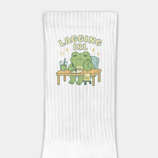 Lagging IRL Shirt | Cute Frog Procrastination Tee by Leaf & Lee – Relatable Softcore Humor for Overthinkers & Tired Brains by Anne Lee