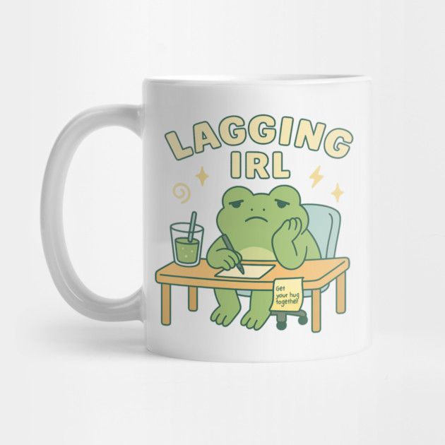 Lagging IRL Shirt | Cute Frog Procrastination Tee by Leaf & Lee – Relatable Softcore Humor for Overthinkers & Tired Brains by Anne Lee