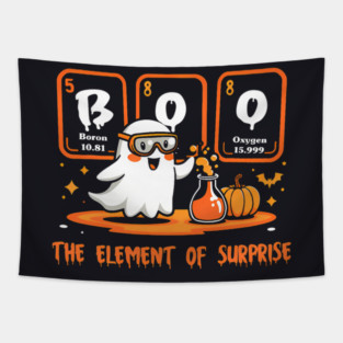 Chemistry Boo The Element Of Surprise Cute Chemist Halloween Tapestry