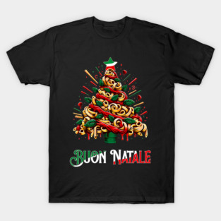 Buon Natale Italian Pasta Christmas Tree Xmas T-Shirt