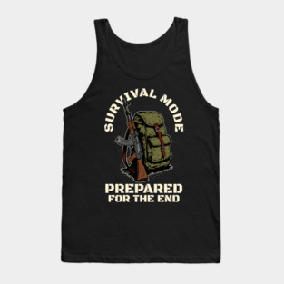 Survival Mode - Doomsday Prepper Backpack and AK-47 Tactical Gear Design Tank Top