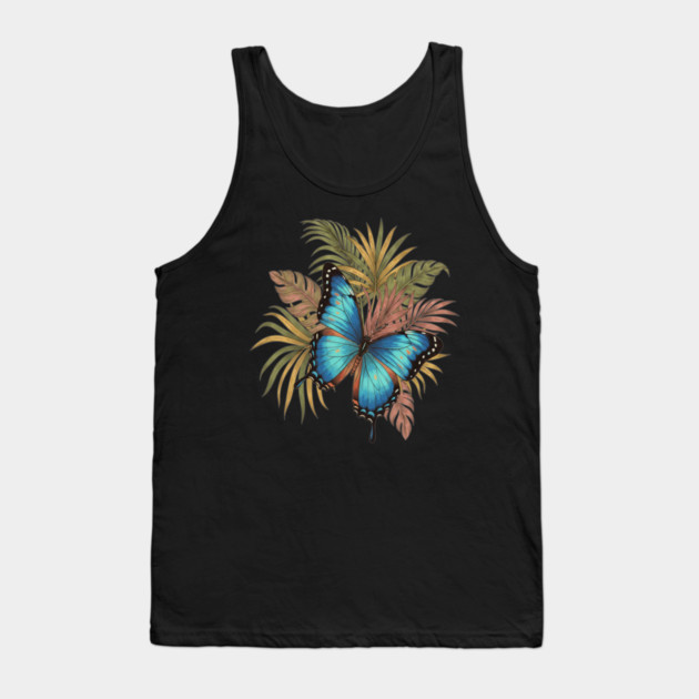 Blue Morpho Butterfly with Palms Tank Top by BirdsnStuff