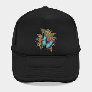 Blue Morpho Butterfly with Palms Hat