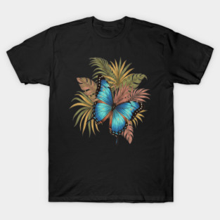 Blue Morpho Butterfly with Palms T-Shirt