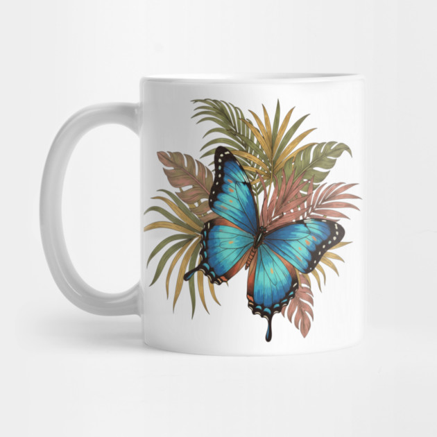 Blue Morpho Butterfly with Palms by BirdsnStuff