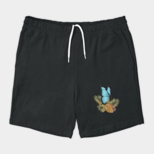 Blue Morpho Butterfly in Tropical Palms Shorts