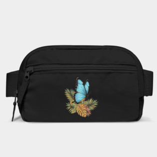 Blue Morpho Butterfly in Tropical Palms Bag