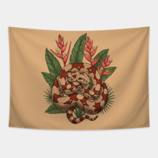 Boa Constrictor with Jungle Heliconia Tapestry