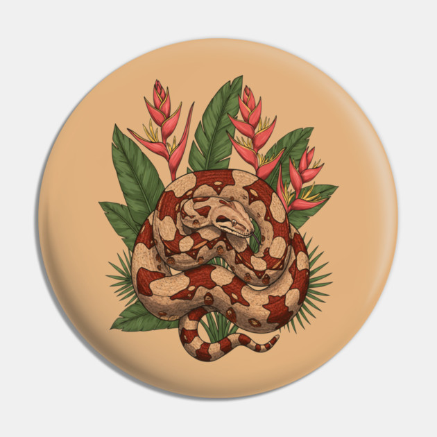 Boa Constrictor with Jungle Heliconia Pin by BirdsnStuff