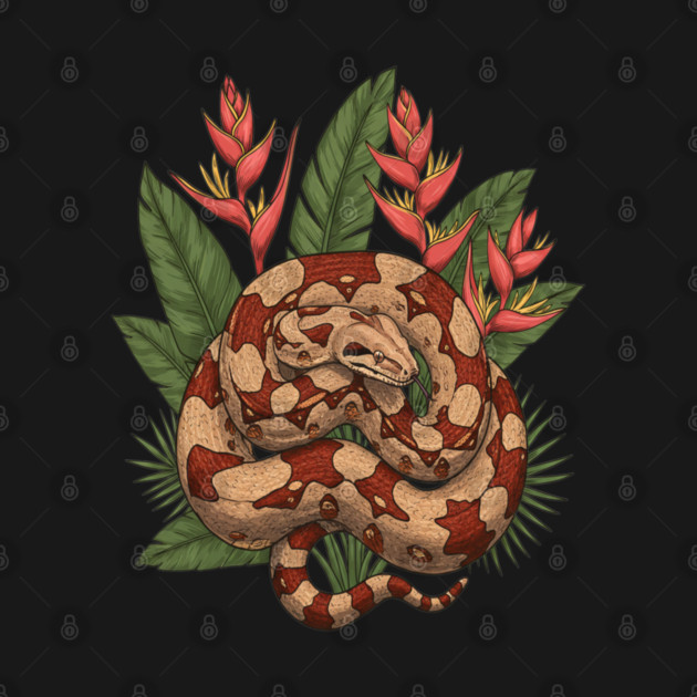 Boa Constrictor with Jungle Heliconia by BirdsnStuff