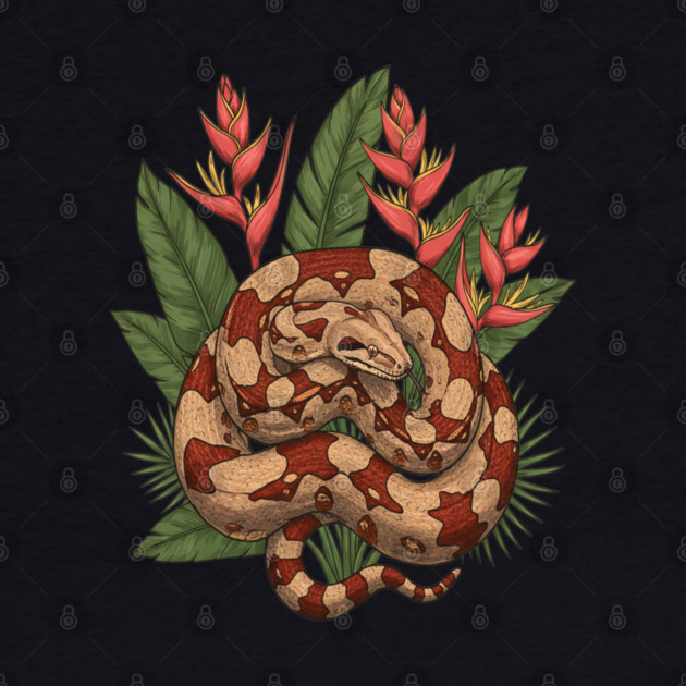 Boa Constrictor with Jungle Heliconia by BirdsnStuff