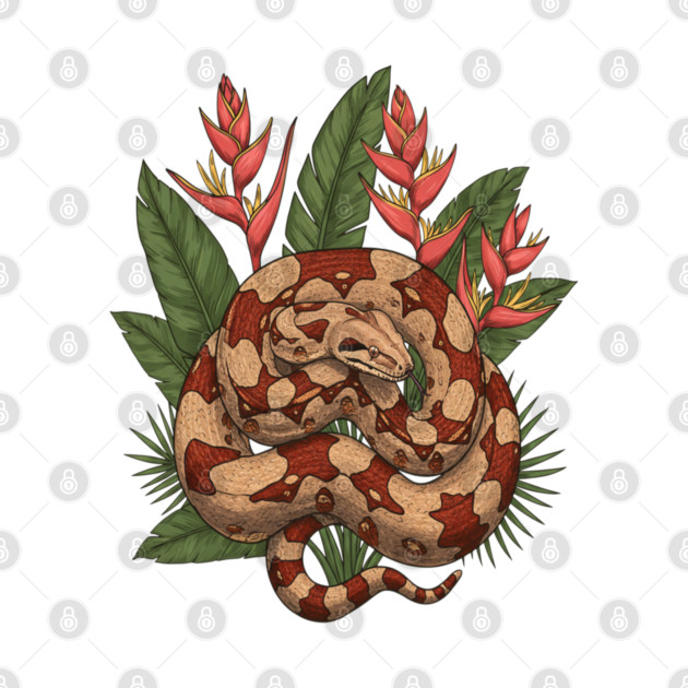 Boa Constrictor with Jungle Heliconia by BirdsnStuff