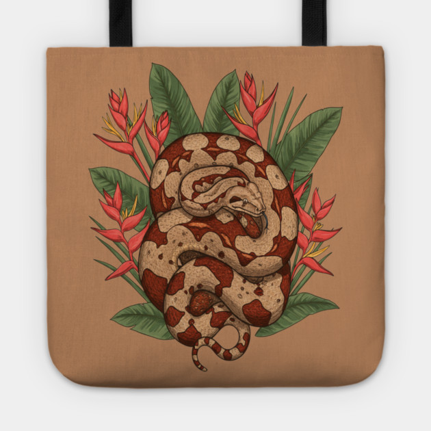 Boa Constrictor Resting in Tropical Leaves Tote by BirdsnStuff