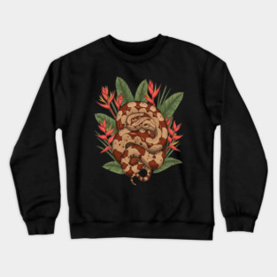 Boa Constrictor Resting in Tropical Leaves Crewneck Sweatshirt