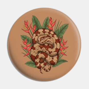 Boa Constrictor Resting in Tropical Leaves Pin