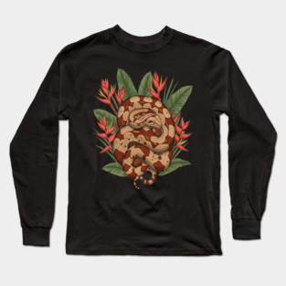 Boa Constrictor Resting in Tropical Leaves Long Sleeve T-Shirt