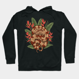Boa Constrictor Resting in Tropical Leaves Hoodie
