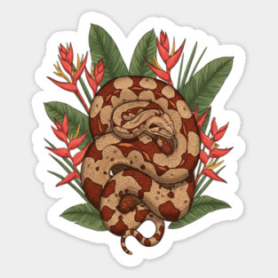 Boa Constrictor Resting in Tropical Leaves Sticker