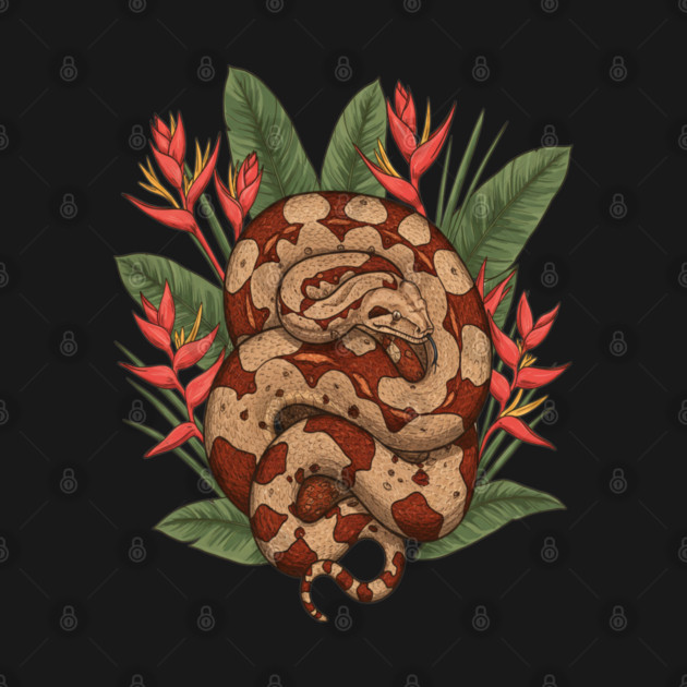 Boa Constrictor Resting in Tropical Leaves by BirdsnStuff