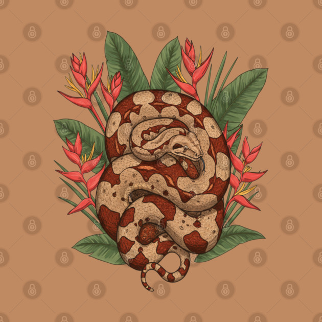 Boa Constrictor Resting in Tropical Leaves by BirdsnStuff