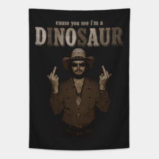 Vintage Dinosaur Hank Williams Jr - Brown Tapestry