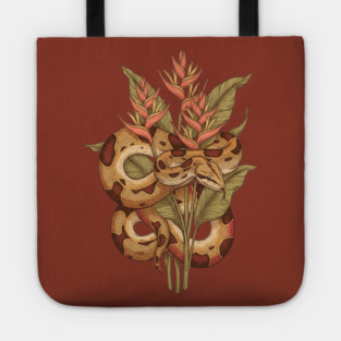Boa Constrictor with Tropical Blooms Tote