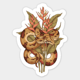 Boa Constrictor with Tropical Blooms Sticker