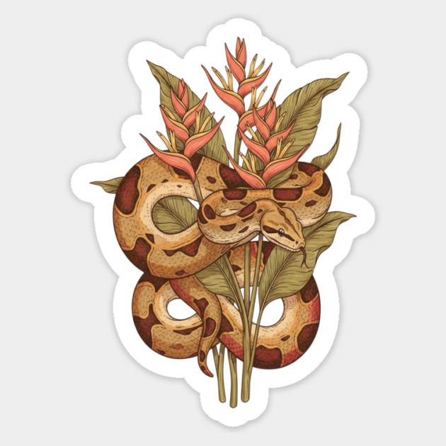 Boa Constrictor with Tropical Blooms Magnet by BirdsnStuff