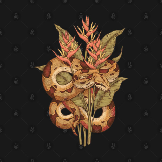 Boa Constrictor with Tropical Blooms by BirdsnStuff