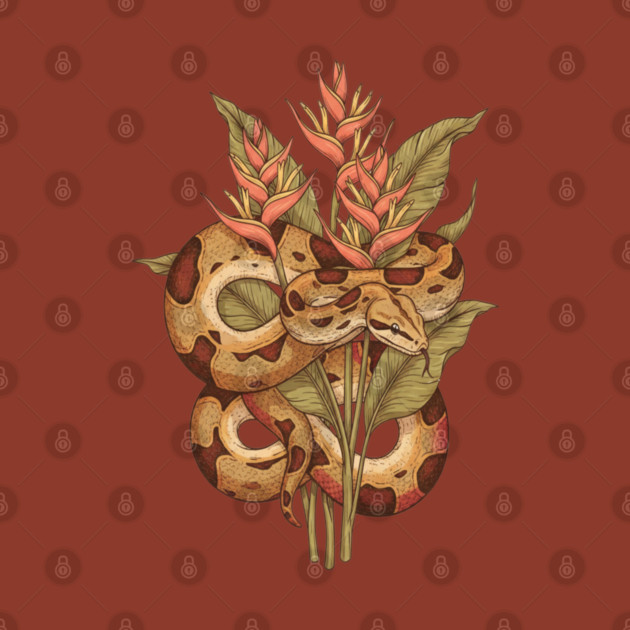 Boa Constrictor with Tropical Blooms by BirdsnStuff