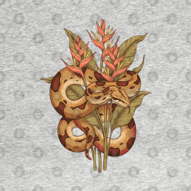 Boa Constrictor with Tropical Blooms by BirdsnStuff