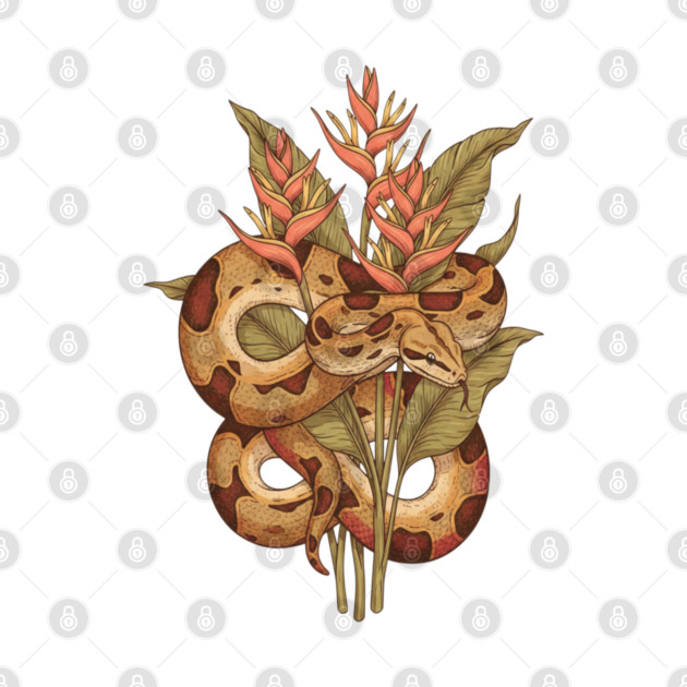 Boa Constrictor with Tropical Blooms by BirdsnStuff