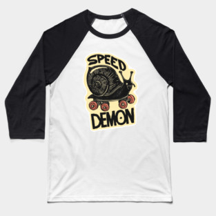 Speed Demon Snail – Funny Skateboarding Cartoon Baseball T-Shirt