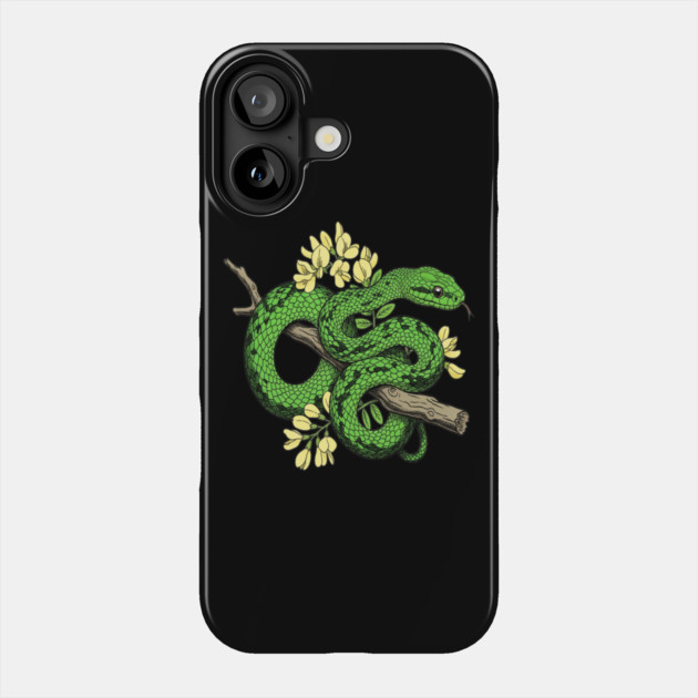 Boomslang with Yellow Acacia Blooms Phone Case by BirdsnStuff