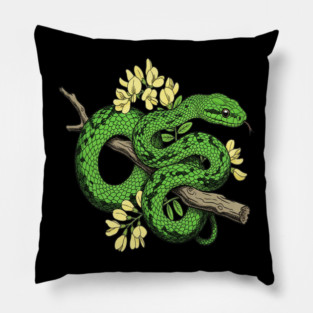 Boomslang with Yellow Acacia Blooms Pillow