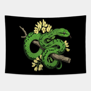 Boomslang with Yellow Acacia Blooms Tapestry