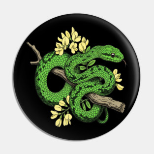 Boomslang with Yellow Acacia Blooms Pin