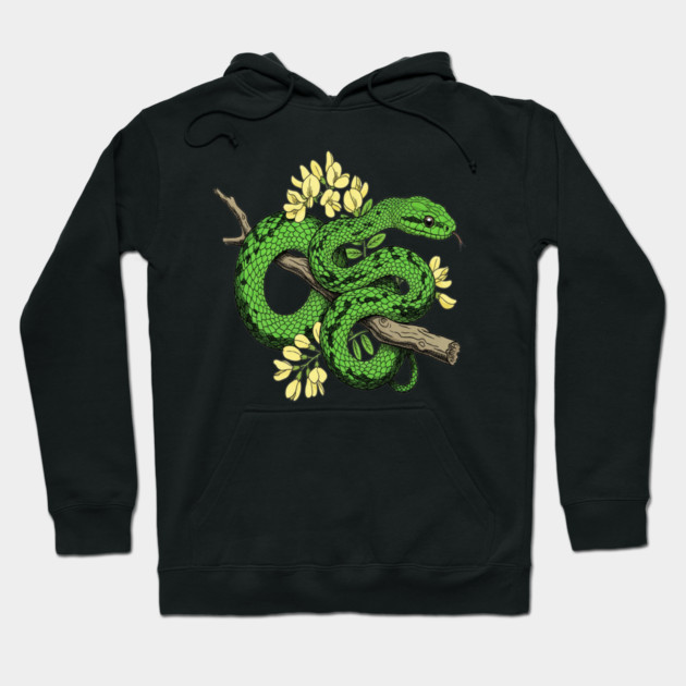 Boomslang with Yellow Acacia Blooms Hoodie by BirdsnStuff